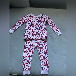 Baby Gap Organic Cotton Pajama Matching Set with Red Bow Pattern 18-24 Months